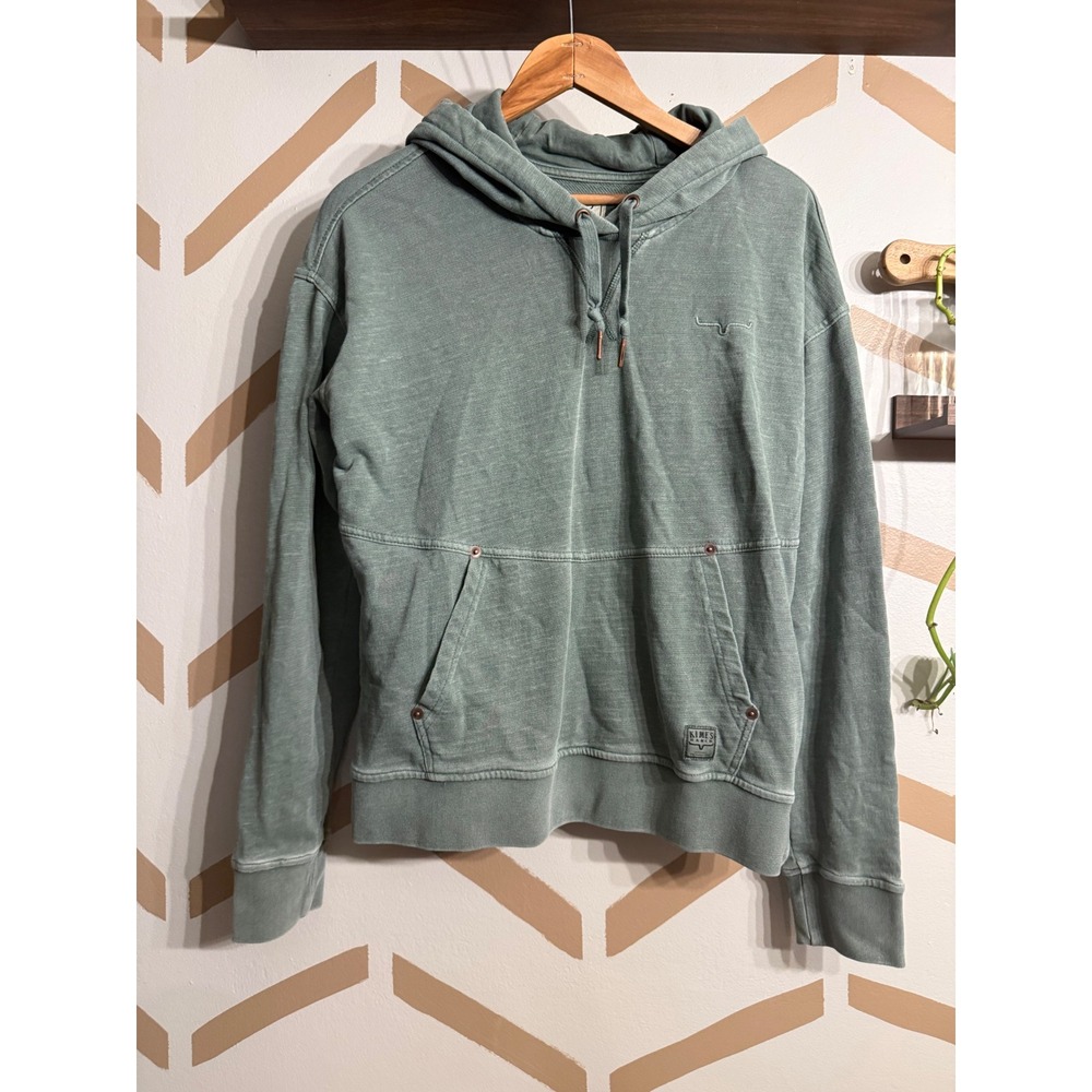 Kimes Ranch Pullover Hoodie Womens Small Blue Mineral Wash Western Longhorn